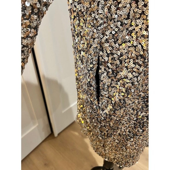 OPT by Anthropologie Glam Oversized All Over Sequin Long Sleeve Mini Dress Small - Picture 6 of 9